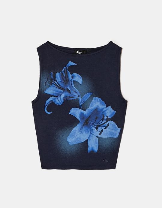 TALLY WEiJL, Blue Floral Printed Tank Top for Women