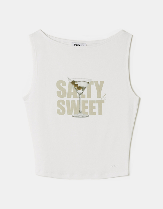 TALLY WEiJL, Crop Top Bianco Stampato for Women