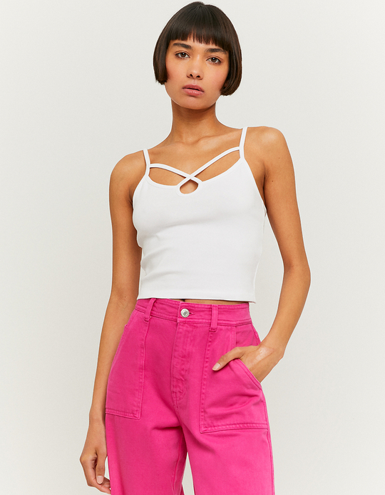 TALLY WEiJL, Biały Crop top z wycięciem for Women