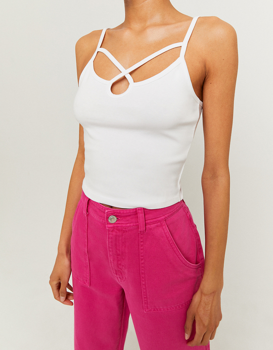 TALLY WEiJL, Biały Crop top z wycięciem for Women
