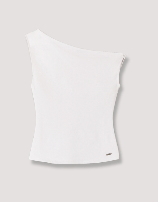 TALLY WEiJL, White Asymmetric Top for Women