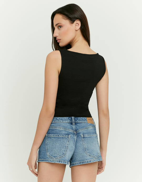 TALLY WEiJL, Top senza maniche con scollo a barca nero for Women