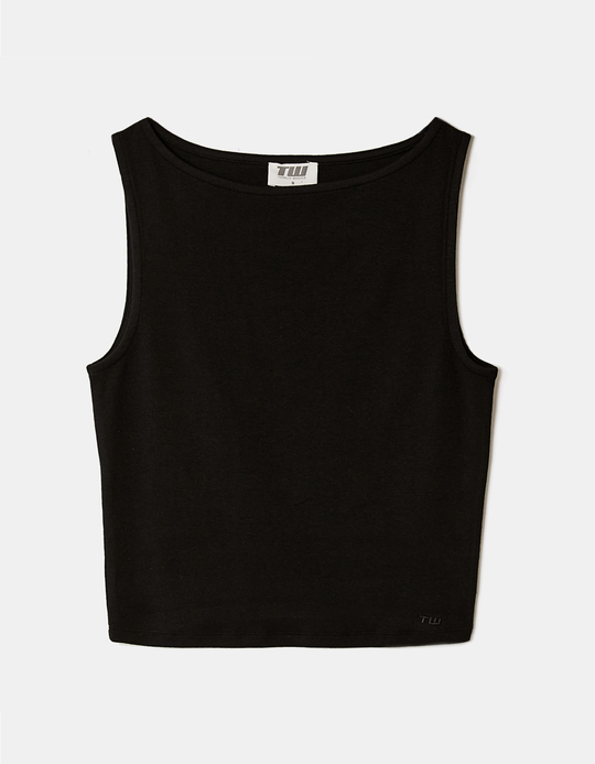 TALLY WEiJL, Top senza maniche con scollo a barca nero for Women