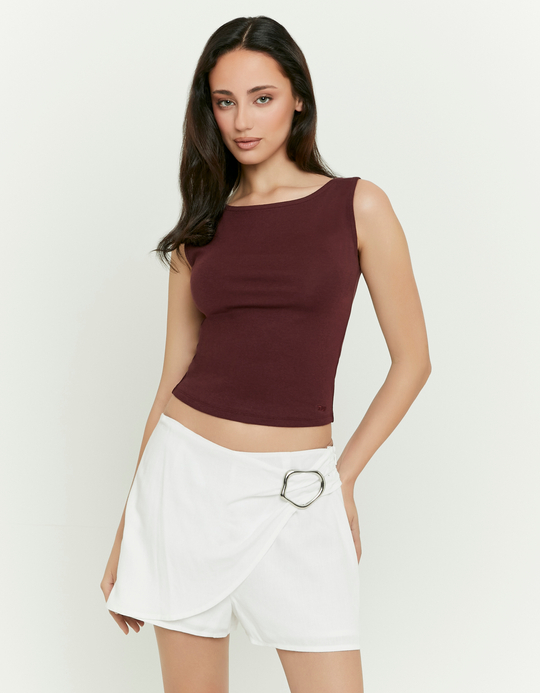 TALLY WEiJL, Burgundy Basic Top for Women