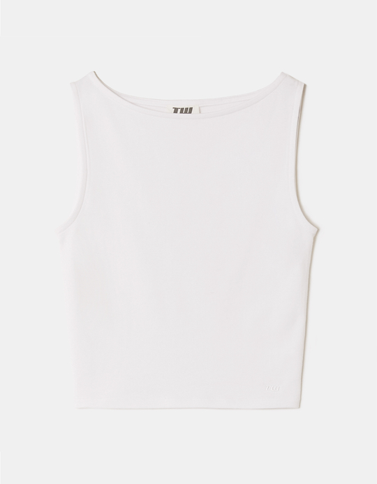 TALLY WEiJL, Ärmelloses Weisses Top mit Boat Neck for Women