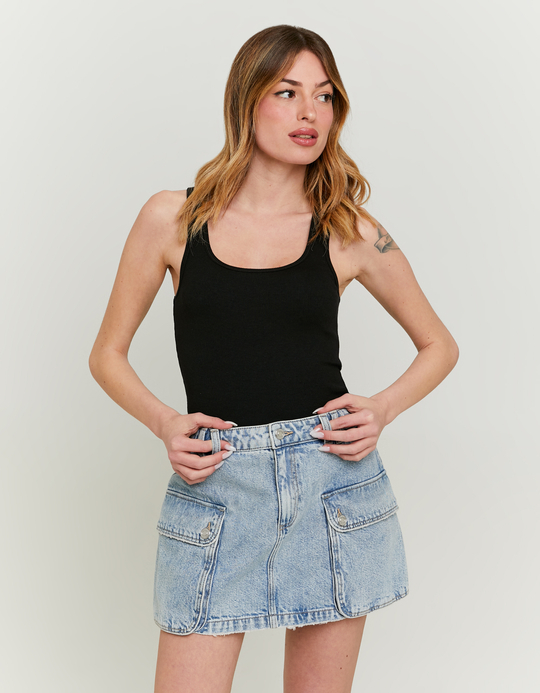 TALLY WEiJL, Schwarzes Basic Cotton Tank Top for Women