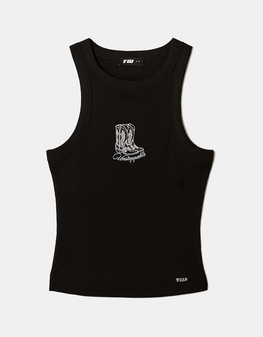 TALLY WEiJL, Black Printed Tank Top for Women