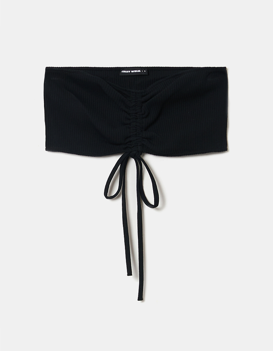 TALLY WEiJL, Top Bandeau Froncé Noir for Women