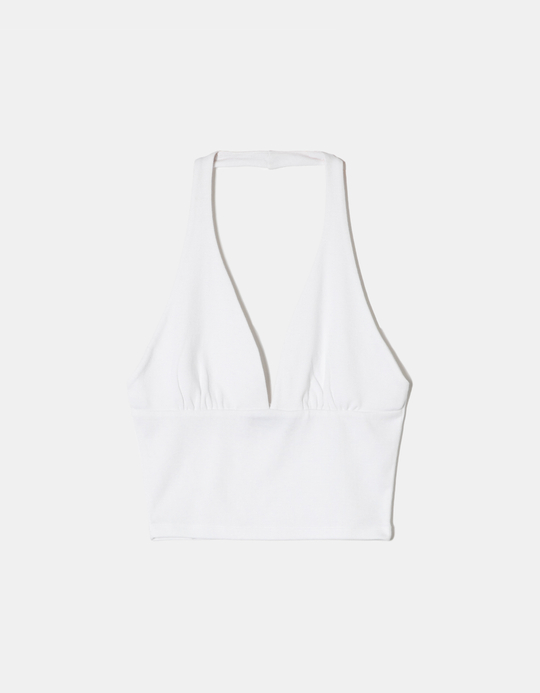 TALLY WEiJL, Top allacciato al collo con scollo profondo bianco for Women