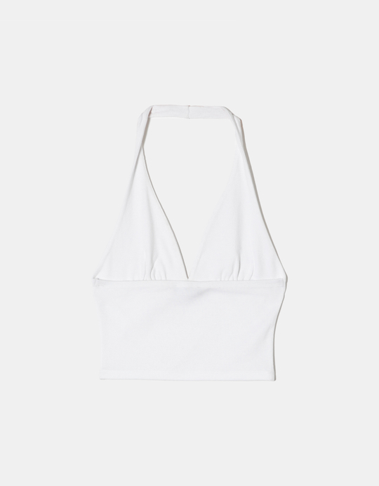 TALLY WEiJL, Top allacciato al collo con scollo profondo bianco for Women