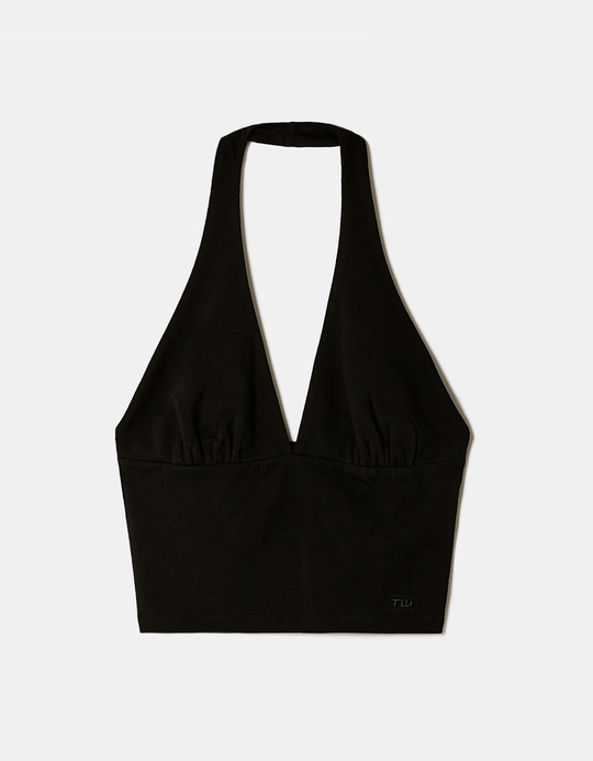 TALLY WEiJL, Black Halter Crop Top for Women