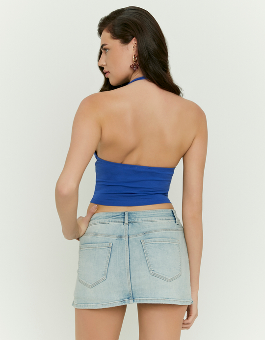 TALLY WEiJL, Blue Halter Crop Top for Women