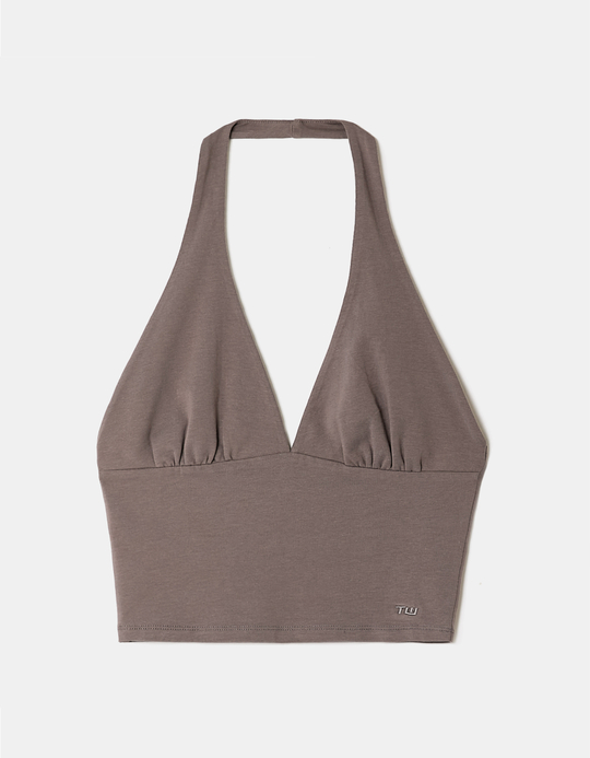 TALLY WEiJL, Grey Halter Crop Top for Women
