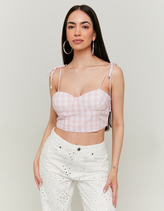 TALLY WEiJL, Crop Top a Quadri Vichy Rosa for Women