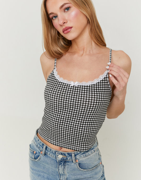 TALLY WEiJL, Tank Top mit Spitz-Details und Vichy-Print for Women