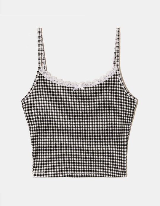 TALLY WEiJL, Tank Top mit Spitz-Details und Vichy-Print for Women