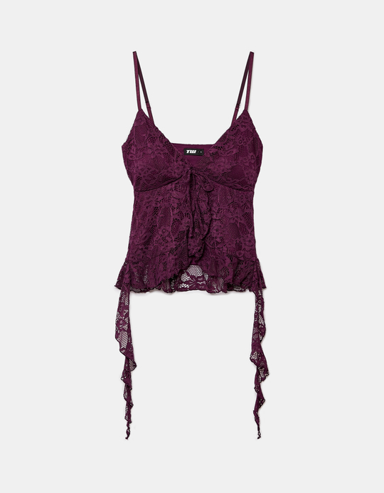 TALLY WEiJL, Lila Lace Top mit Rüschen for Women