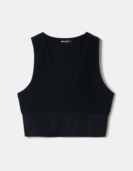 TALLY WEiJL, Black Sleeveless Crop Top for Women