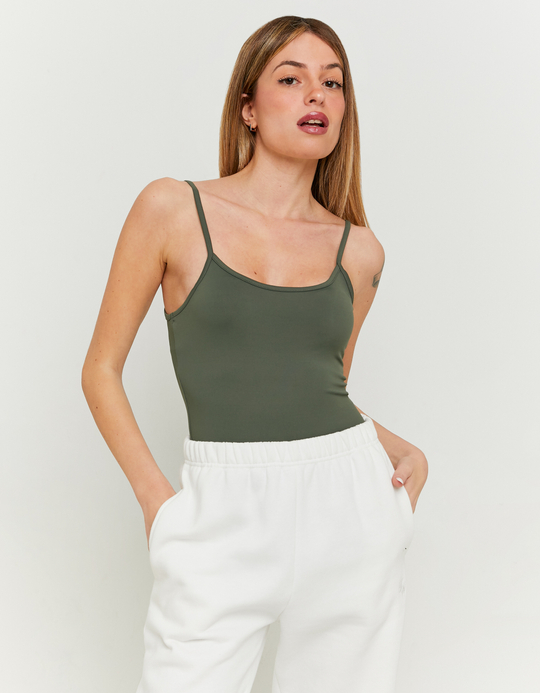 TALLY WEiJL, Tiefes Khaki Basic Tank Top for Women
