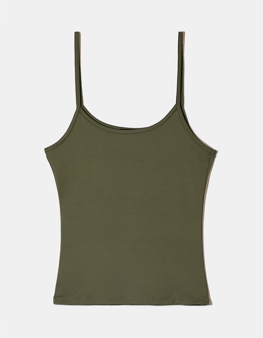 TALLY WEiJL, Tiefes Khaki Basic Tanktop for Women