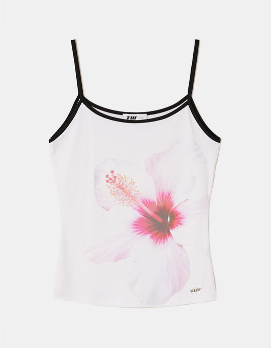 TALLY WEiJL, White Floral Printed Tank Top for Women