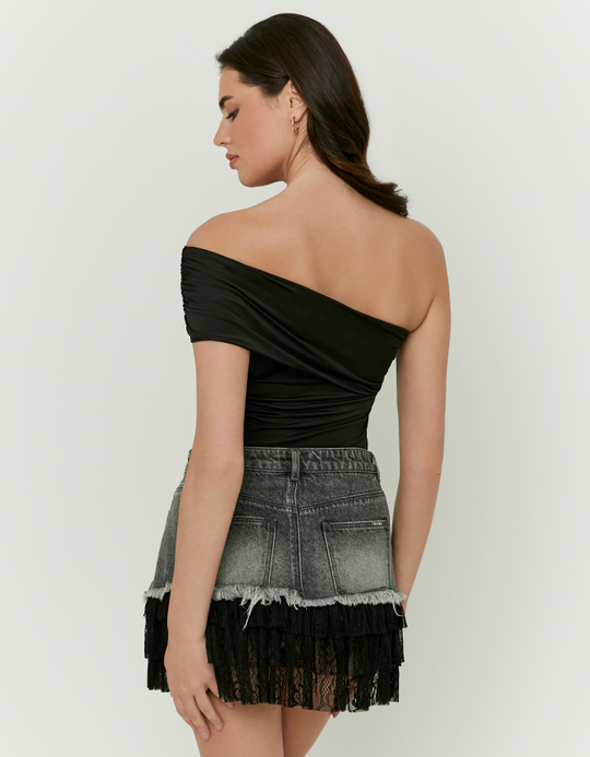 TALLY WEiJL, Crop Top Nero Monospalla for Women