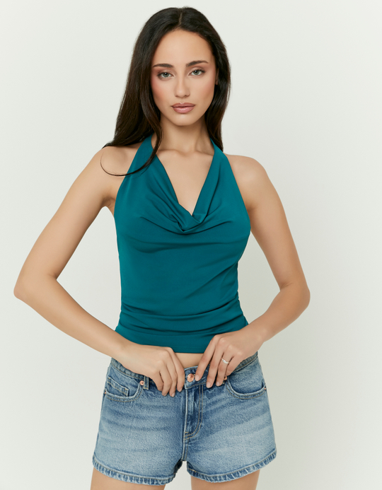 TALLY WEiJL, Green Halter Top for Women