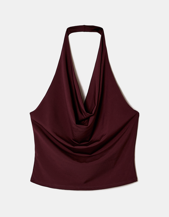 TALLY WEiJL, Burgundy Halter Top for Women