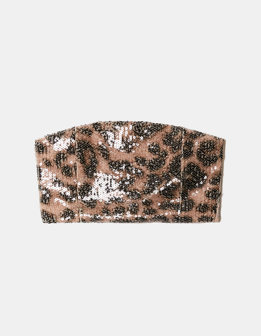 TALLY WEiJL, Top Bandeau à Sequins Imprimé Léopard for Women