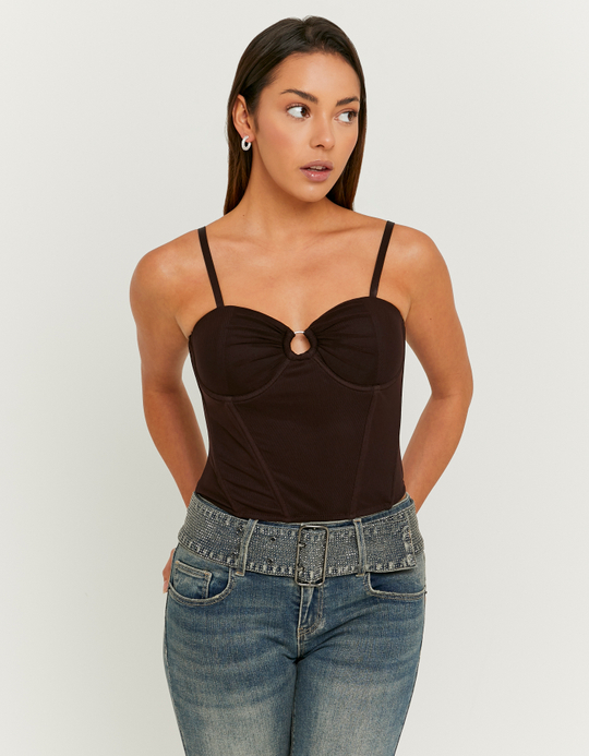 TALLY WEiJL, Brown Corset Top for Women