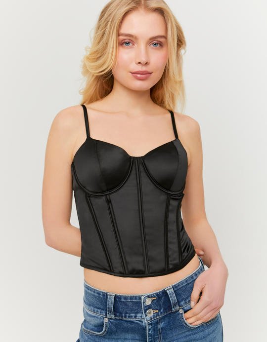 TALLY WEiJL, Bustier en Satin Noir for Women