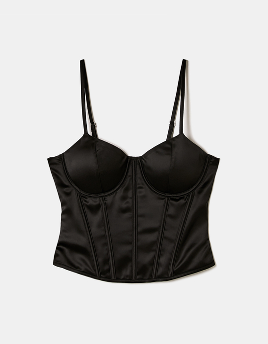 TALLY WEiJL, Black Satin Bustier for Women