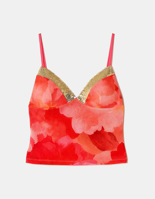 TALLY WEiJL, Rotes Floral-Top mit Pailletten for Women