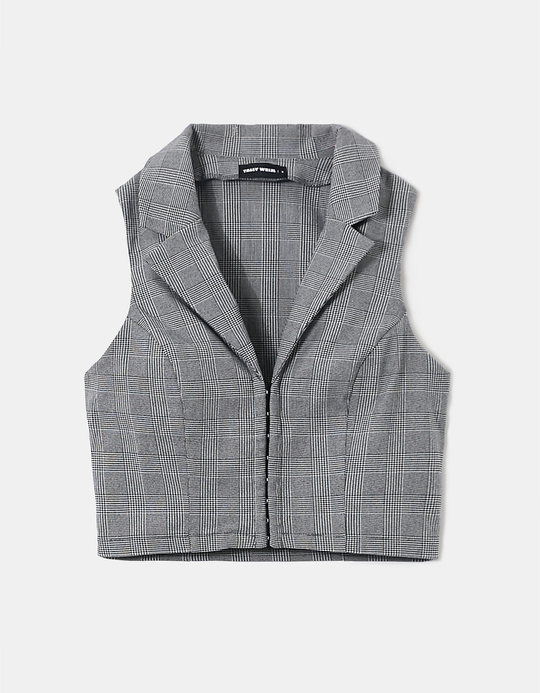 TALLY WEiJL, Cropped Buttoned Checked Top for Women