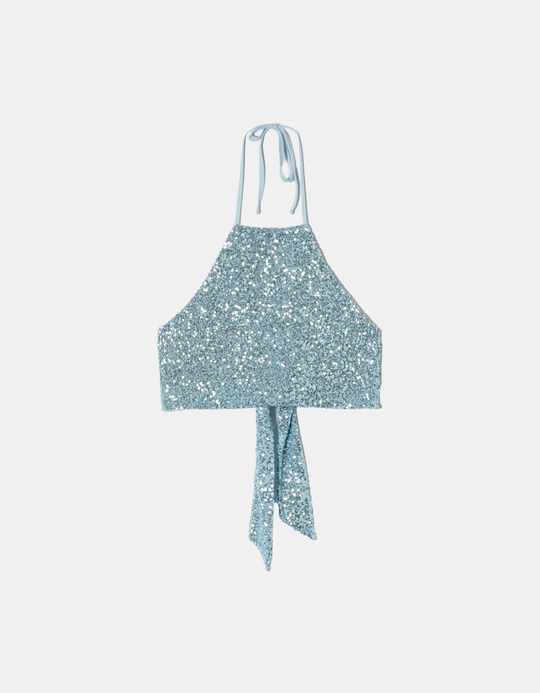 TALLY WEiJL, Top Bleu Dos Nu à Sequins for Women