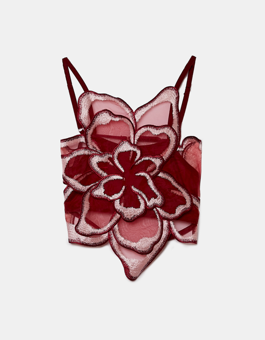 TALLY WEiJL, Pink Flower Top in Mesh for Women