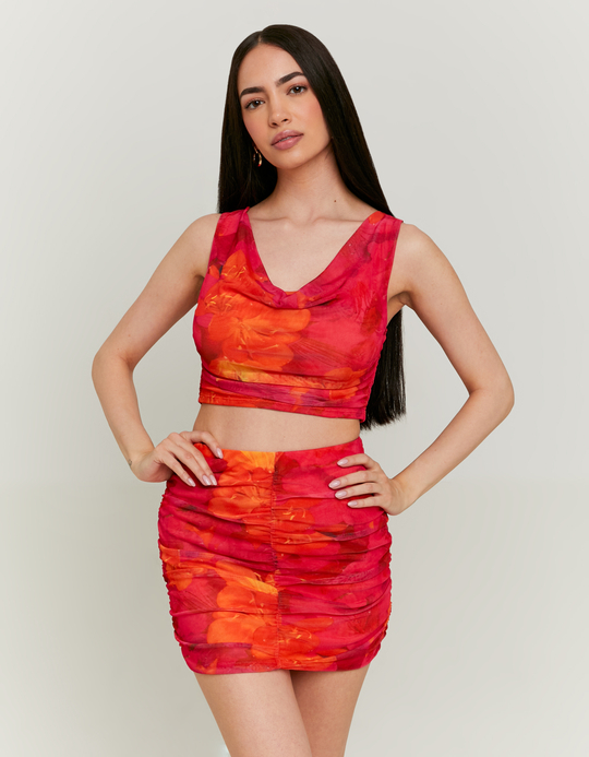 TALLY WEiJL, Mesh Crop Top with Floral Print for Women