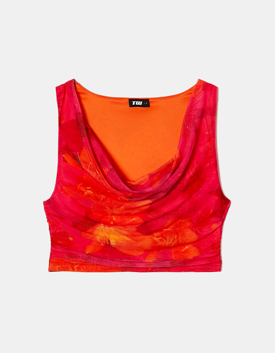 TALLY WEiJL, Mesh Crop Top with Floral Print for Women