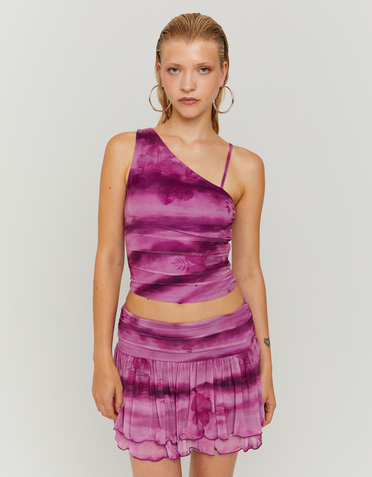 TALLY WEiJL, Purple One shoulder Printed Tank Top for Women