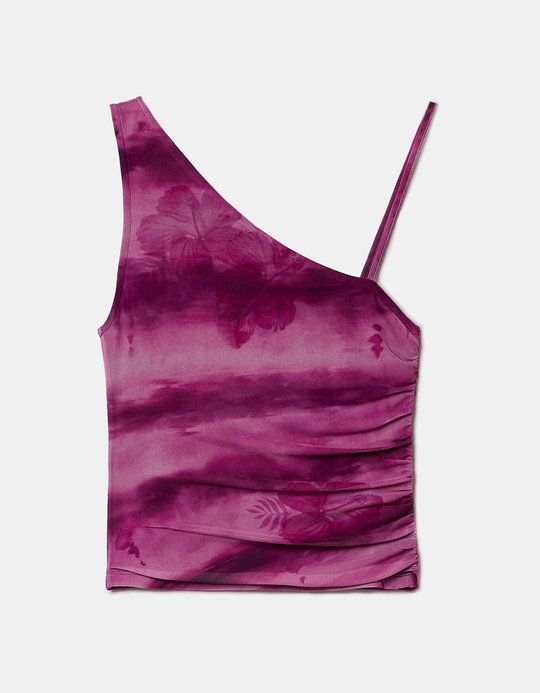 TALLY WEiJL, Purple One shoulder Printed Tank Top for Women