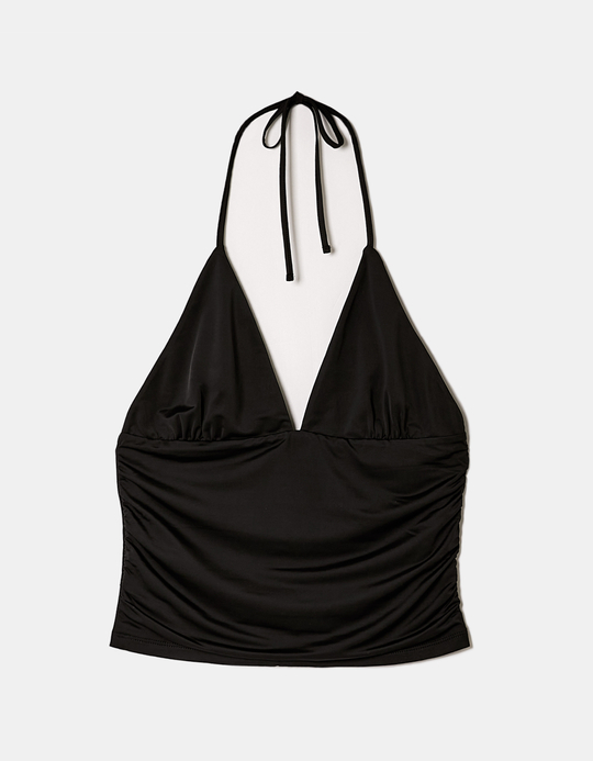 TALLY WEiJL, Crop Top Halter Nero for Women