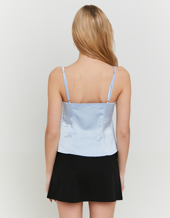 TALLY WEiJL, Blue Satin Top with Bow for Women
