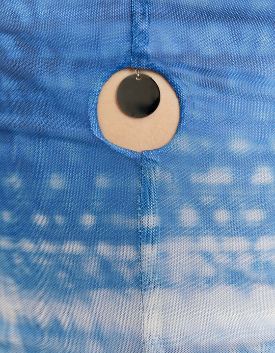 TALLY WEiJL, Blue Printed Bandeau Top with Medal for Women
