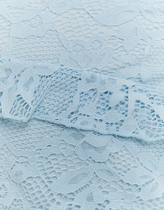 TALLY WEiJL, Light Blue Asymmetric Lace Top with Ruffles for Women