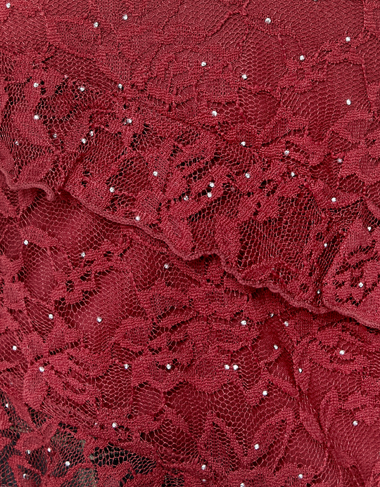 TALLY WEiJL, Rotes Figurbetontes Spitzentop Mit Strass Und Herzausschnitt for Women