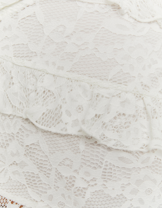 TALLY WEiJL, White Asymmetric Lace Top with Ruffles for Women