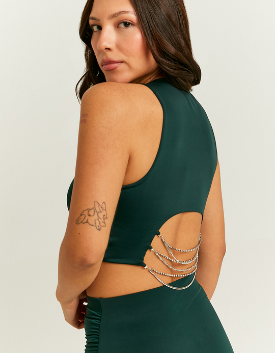 TALLY WEiJL, Green Top with Strass Cord for Women