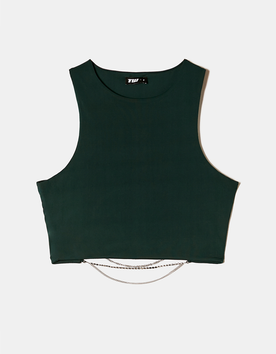 TALLY WEiJL, Green Top with Strass Cord for Women