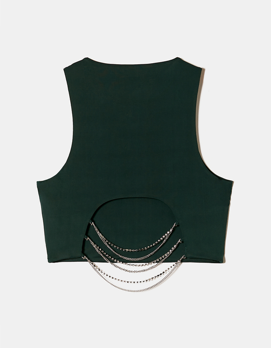 TALLY WEiJL, Green Top with Strass Cord for Women