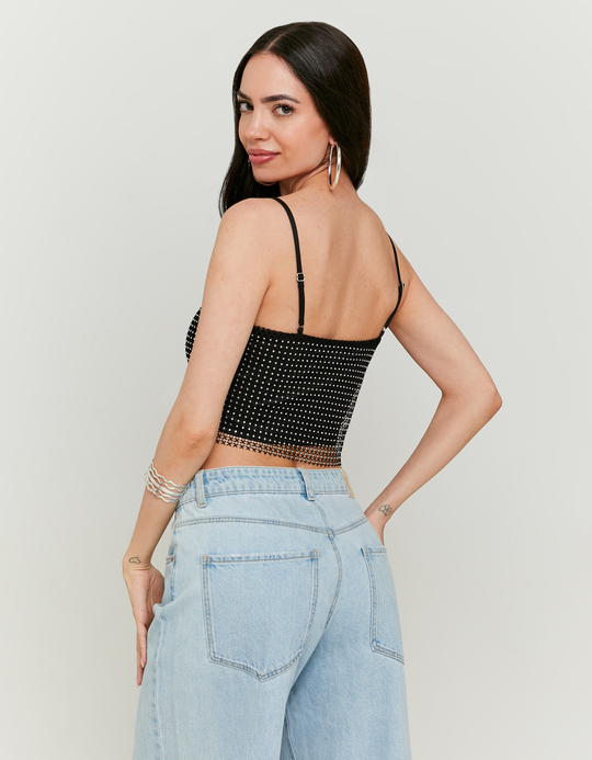 TALLY WEiJL, Top Μαύρο με Strass for Women